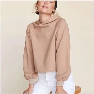 LPA Cropped Raglan Hoodie Nude Tan Camel Crop Sweatshirt Boxy Relaxed Small